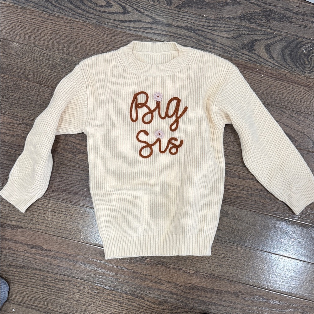 Big Sis Cream Knit Sweater for Kids